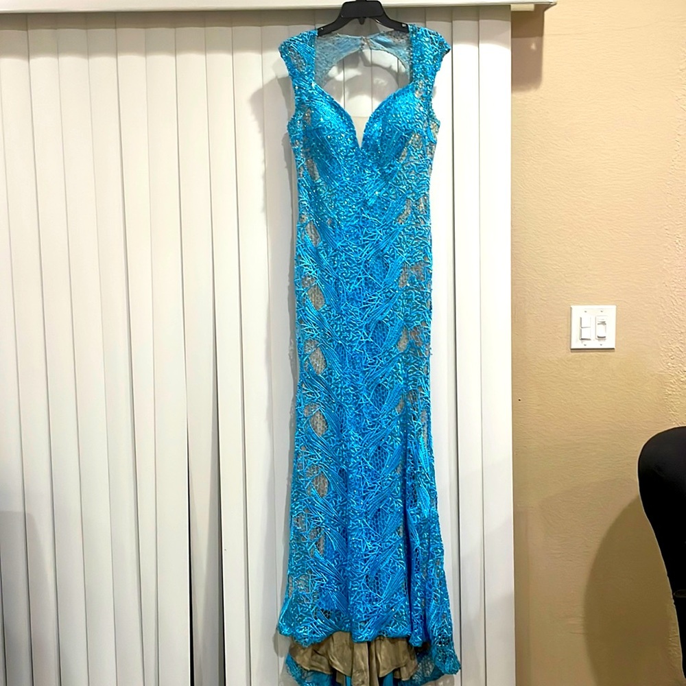 Baby blue lace prom dress, size 12